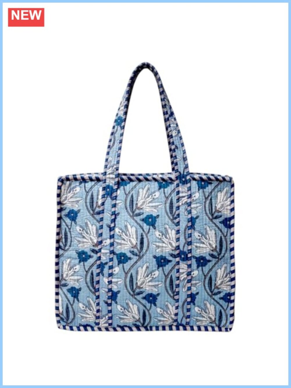 Quilted Cotton Tote Bag Zipper Large Travel Beach Shoulder Purse